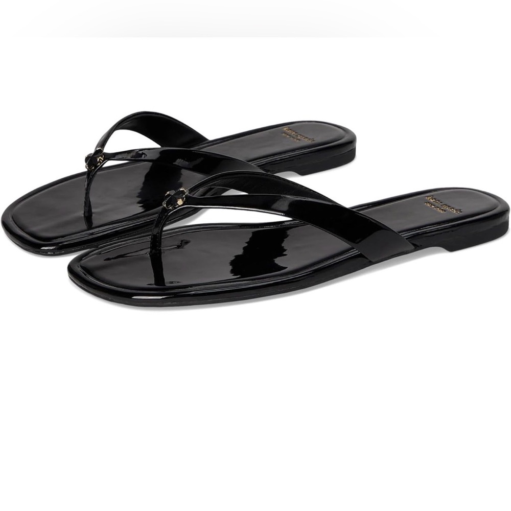 Kate Spade Flower Flip Flops in Black size 7 B Brand New Never Worn